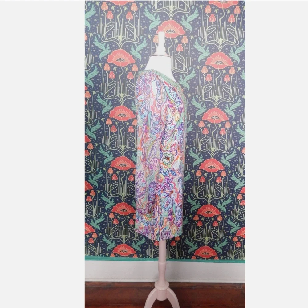 Lilly Pulitzer Saemus Beaded Neckline Silk Tunic Dress 6